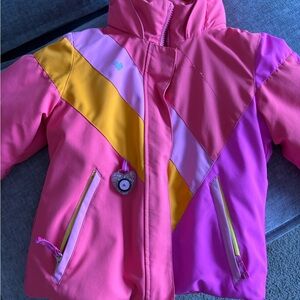Obermeyer Pink and Yellow Kids Puffer Jacket
